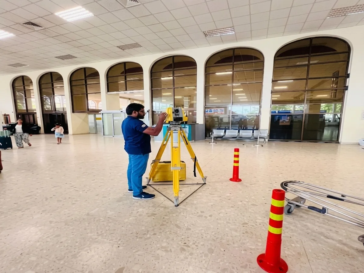 LiDAR scanning being carried out inside an airport terminal