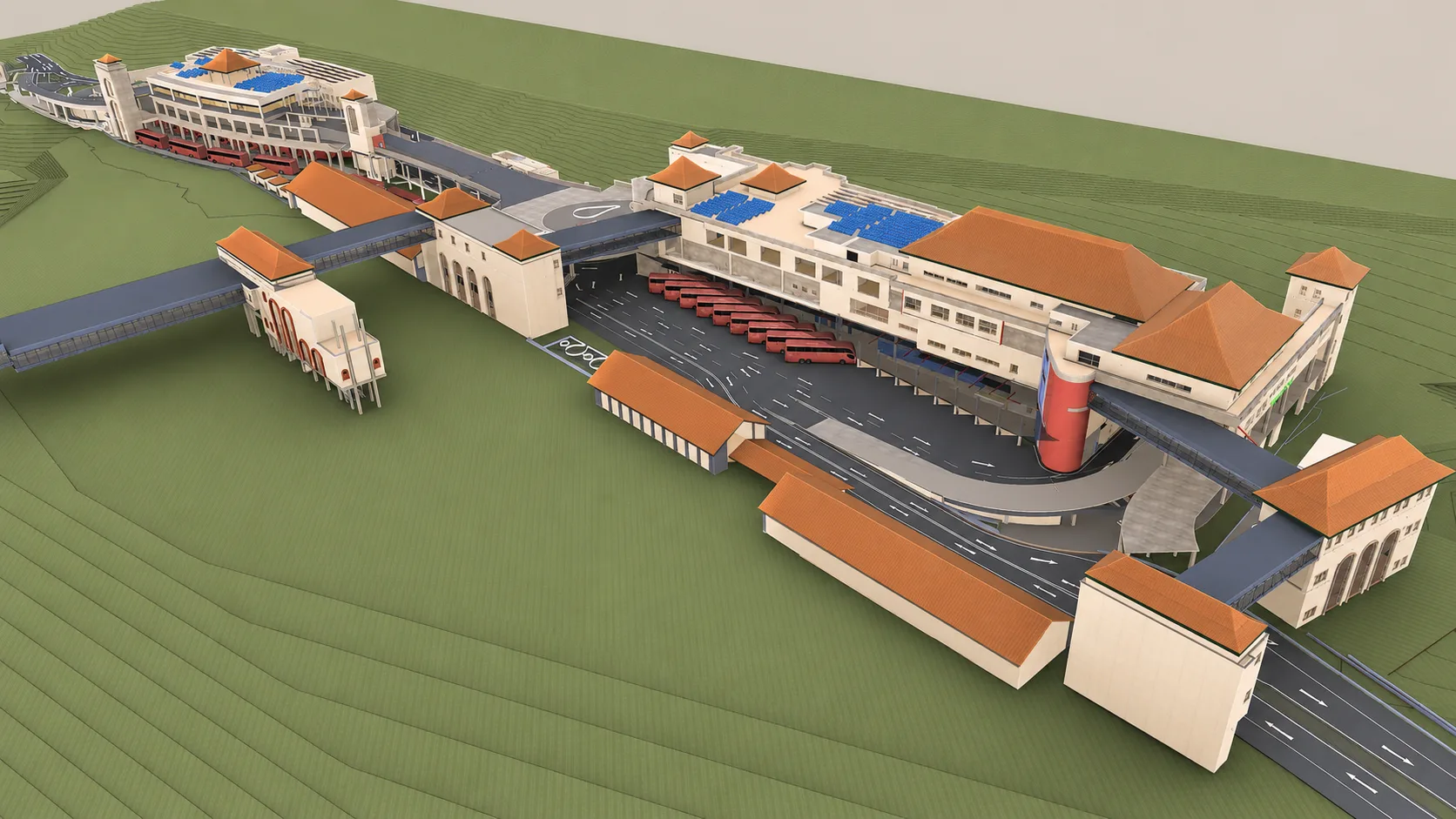 Kandy Multi-modal Transport Terminal BIM aerial overview