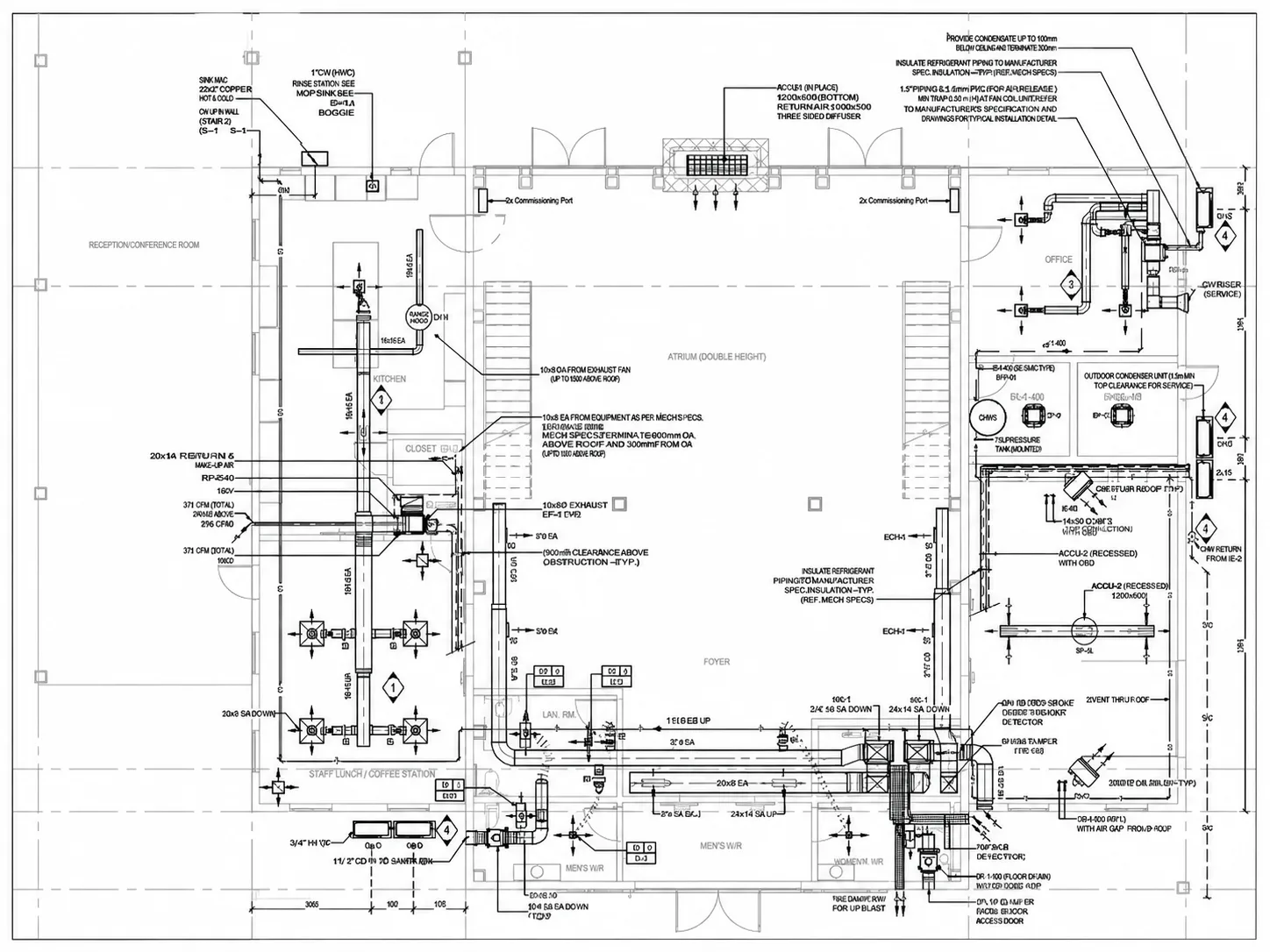 Detailed building-services plan for the Accessory Barn Building