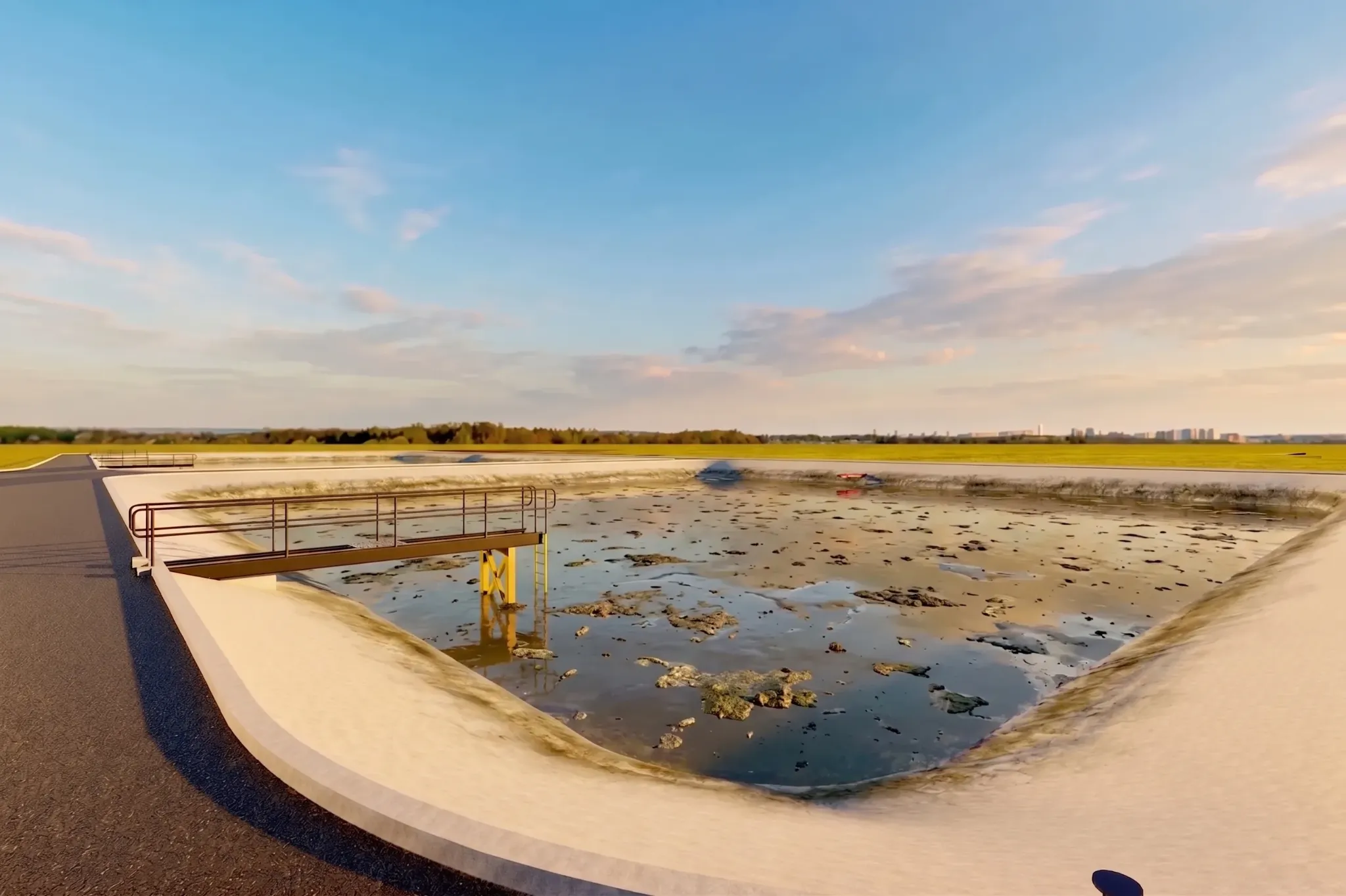 Sludge lagoon BIM rendering at the Armidale treatment plant