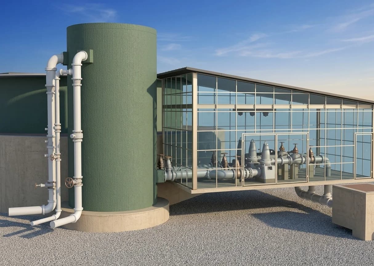 Process building and treatment equipment visualization for Corowa Sewerage Treatment Plant